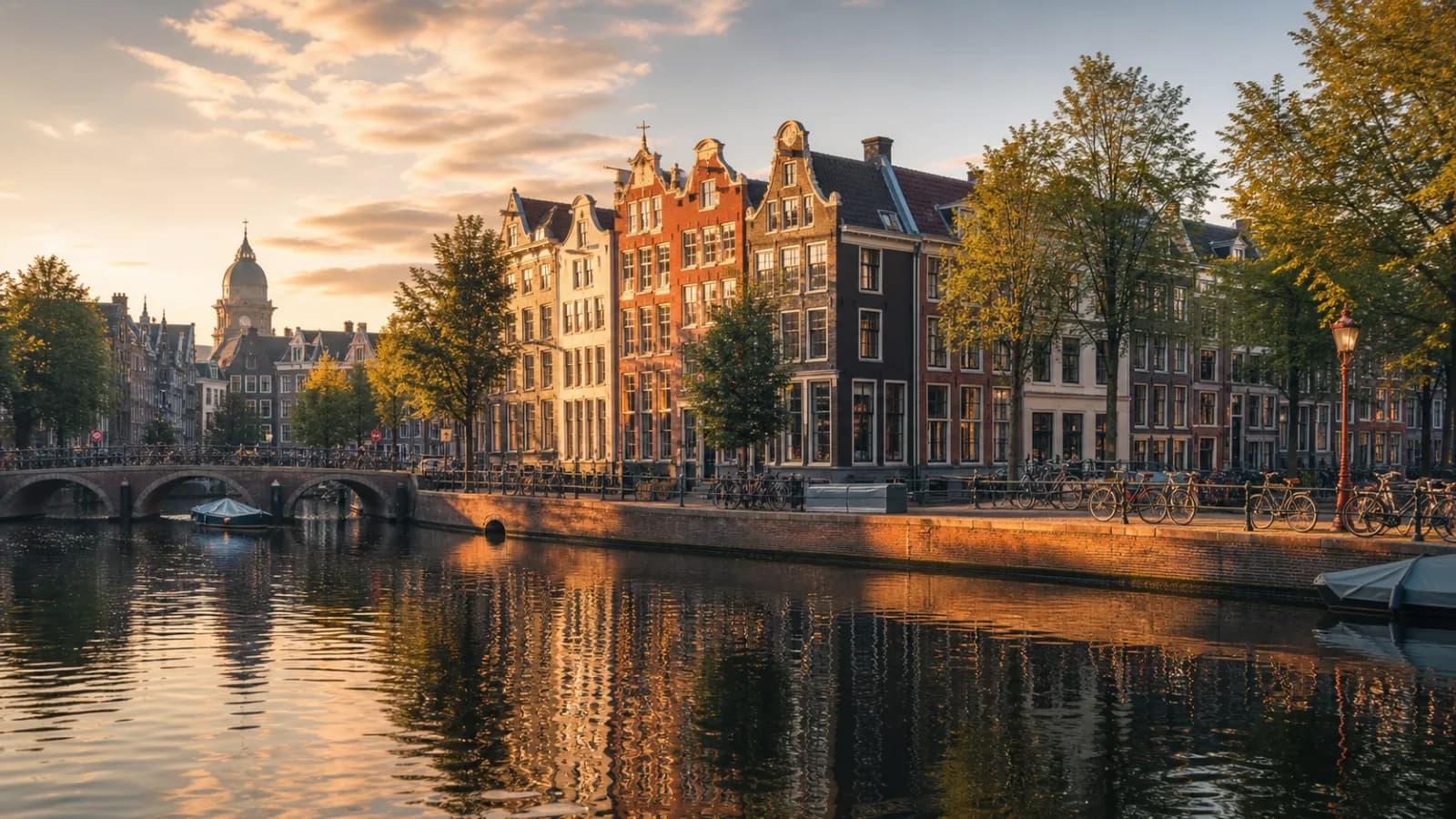 Amsterdam at golden hour - KLM Business Class destination