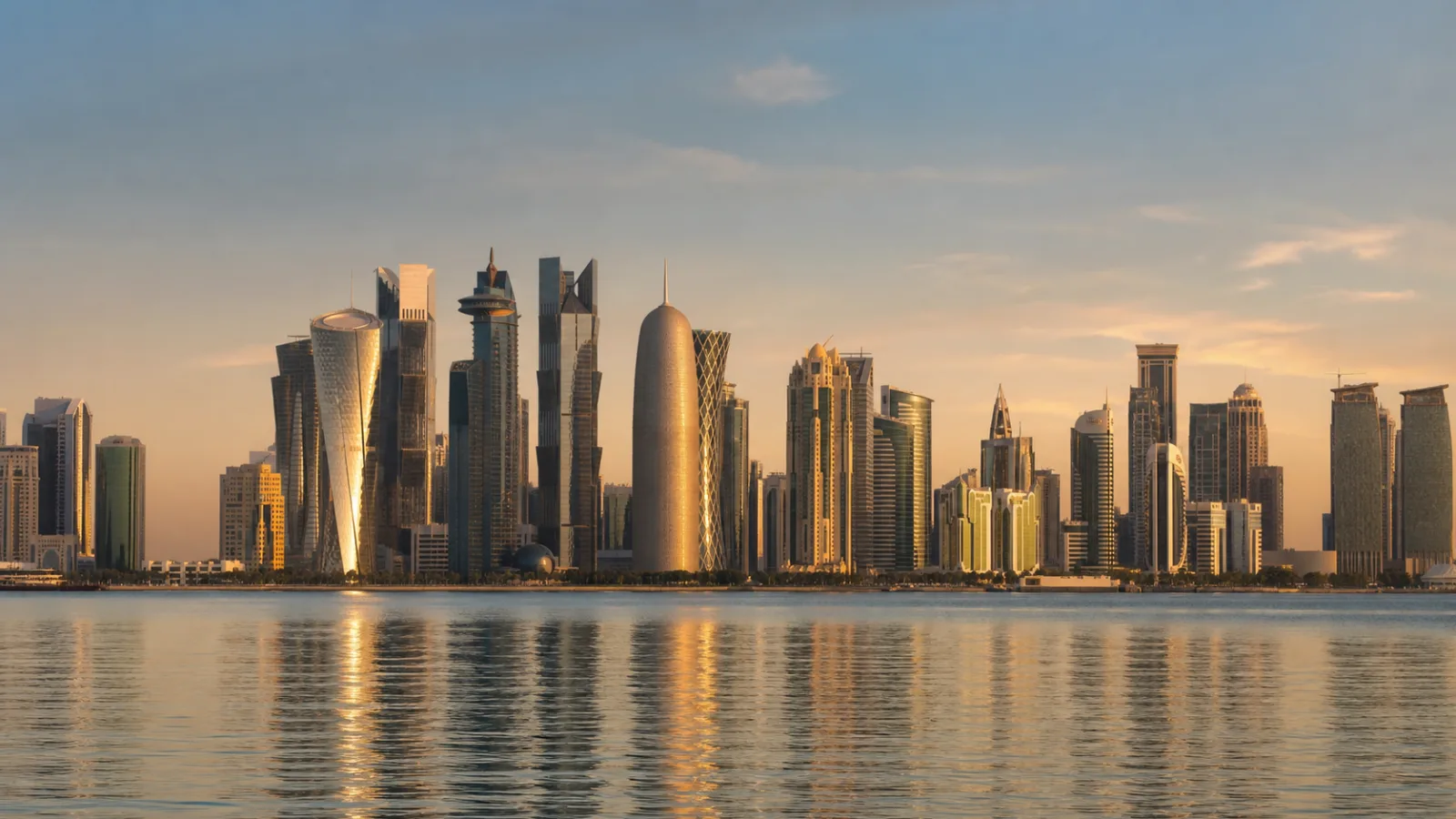 Doha at golden hour - Qatar Airways Business Class destination