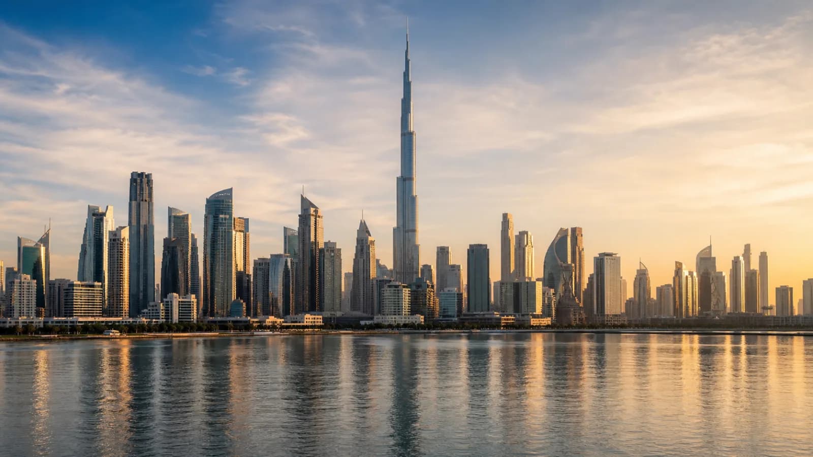 Dubai at golden hour - Emirates Business Class destination