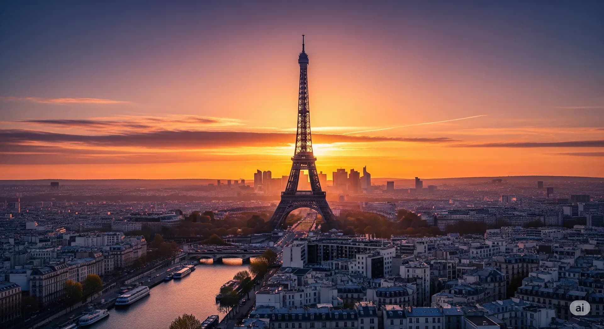 Paris at golden hour - Air France Business Class destination