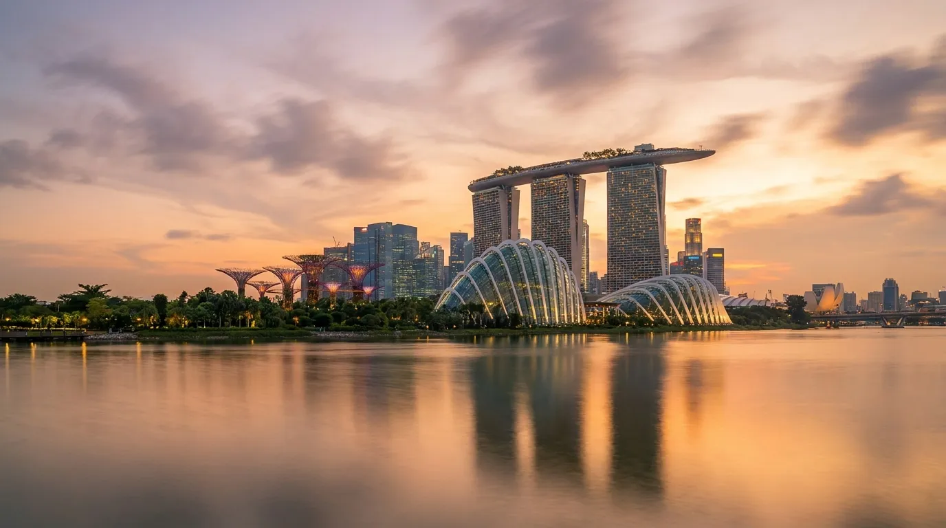 Singapore at golden hour - Singapore Airlines Business Class destination
