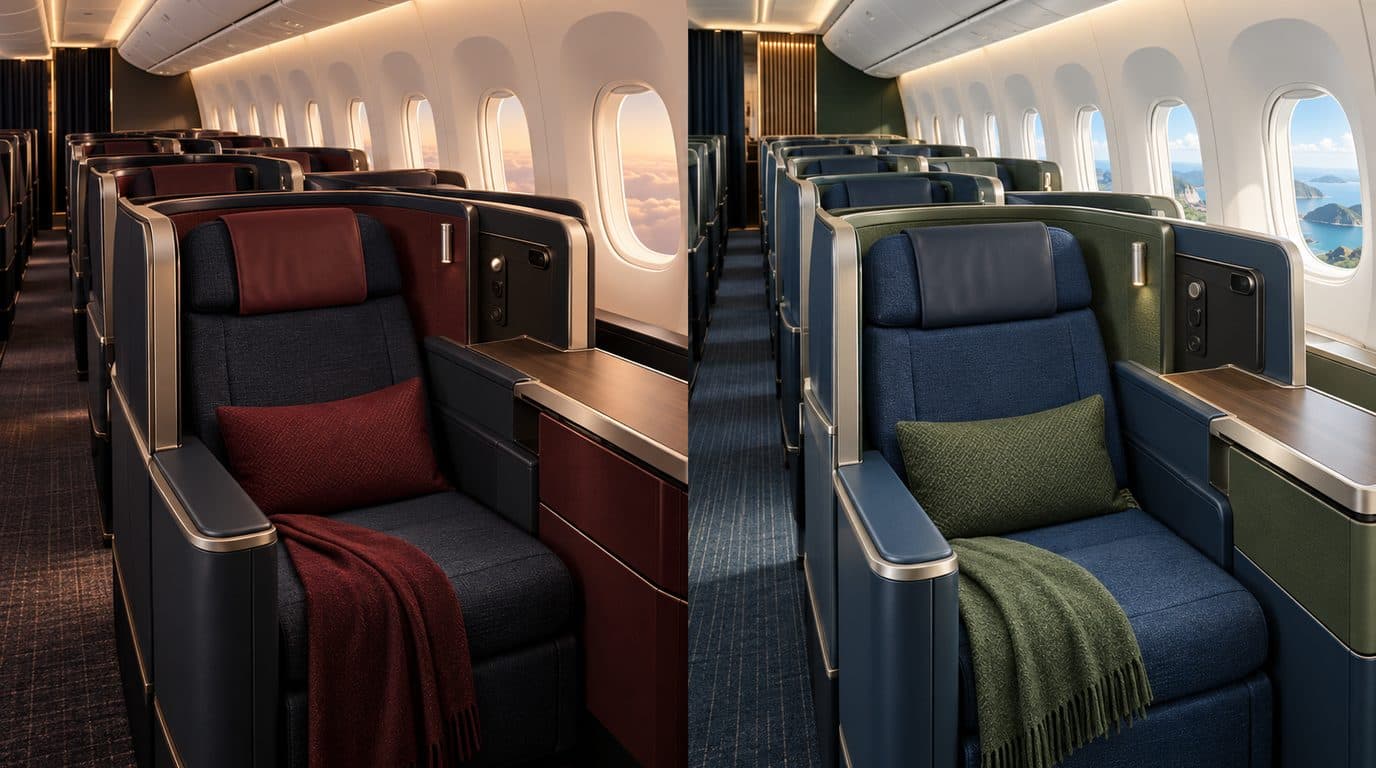 Illustration: Delta One and ITA Airways Business Business Class cabins side by side