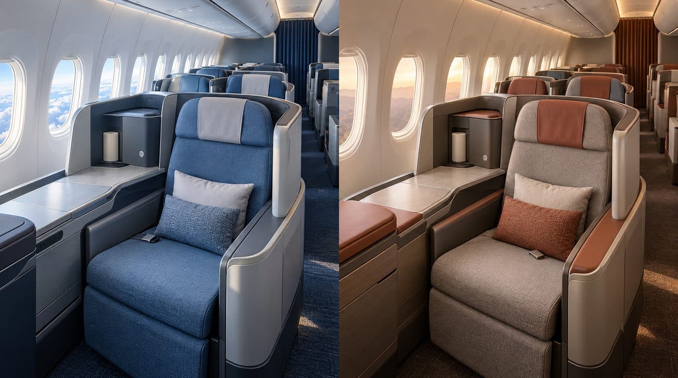 Illustration: Korean Air and Asiana Airlines Business Class cabins side by side