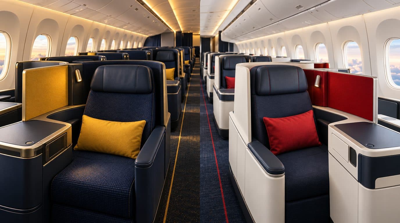 Illustration: Lufthansa and Air France Business Class cabins side by side